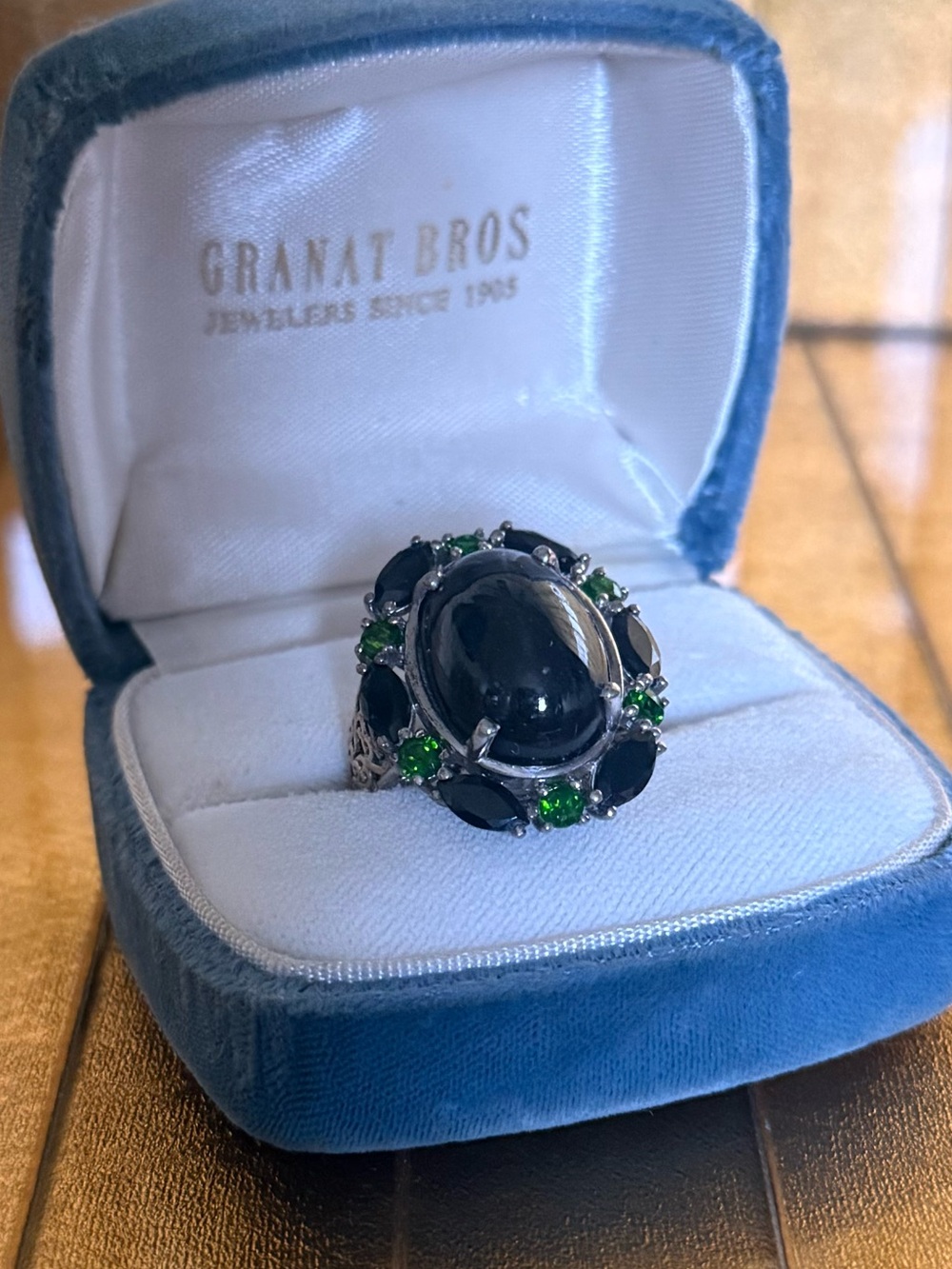 Sterling silver 925 Pardot Blackstar diopside ring